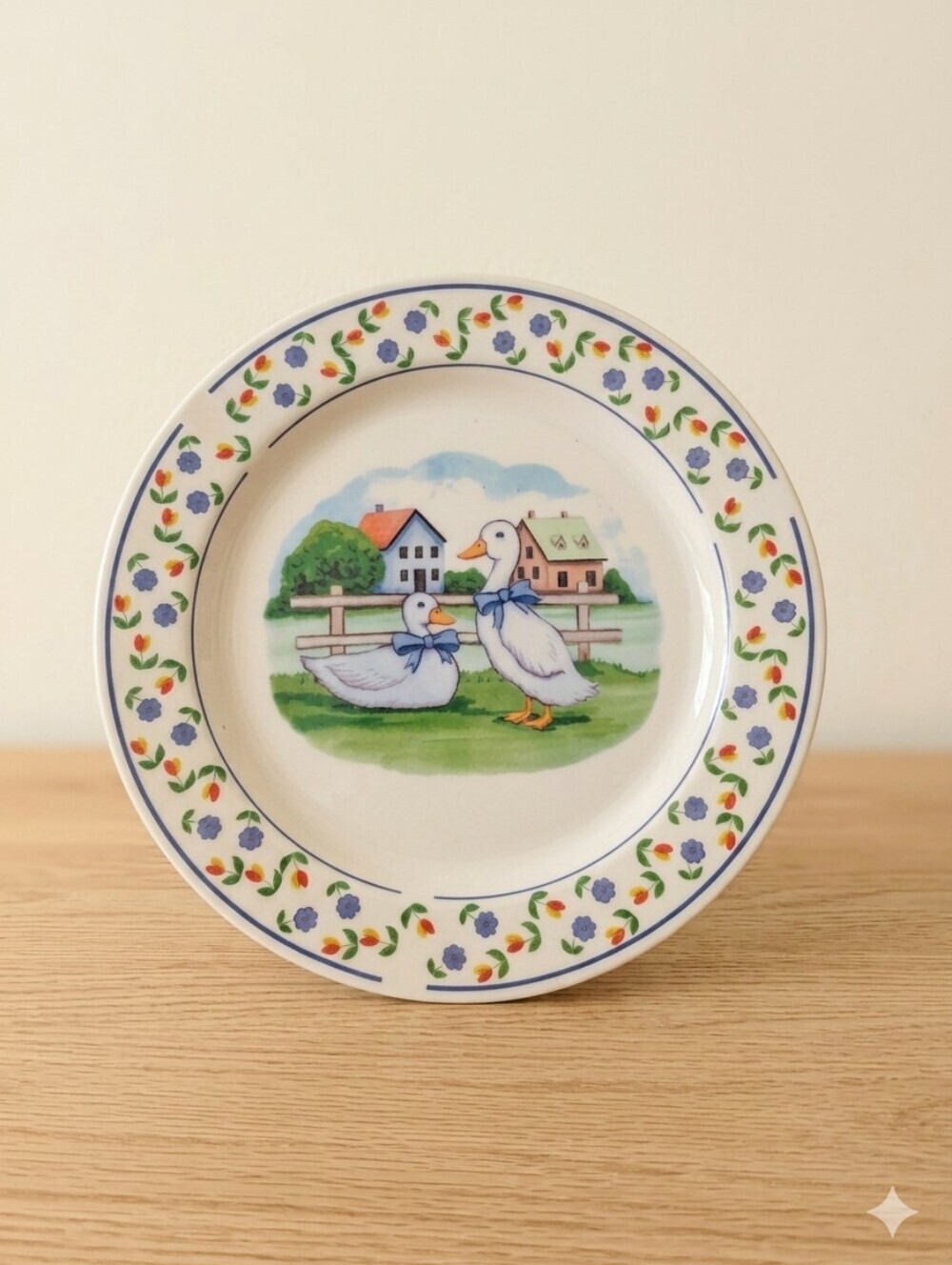 Vintage 80s Country Goose Melamine Dinner Plate | Cottagecore